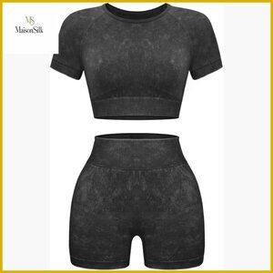 Seamless Workout Set with Tummy Control, Medium, Spandex Material